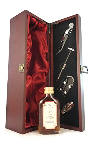 Macallan Glenlivet 17 Year Old Single Malt Scotch Whisky 1963 Distillery Bottling (Decanted Selection) 10cls in einer mit Seide ausgestatetten Geschenkbox, da zu 4 Weinaccessoires, 1 x 100ml von Generic