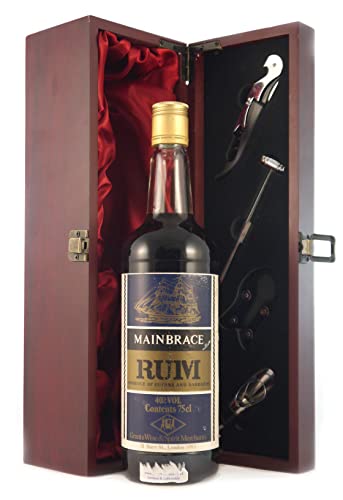 Mainbrace Rum (1970's Bottling) Guyana and Barbados in einer mit Seide ausgestatetten Geschenkbox, da zu 4 Weinaccessoires, 1 x 700ml von Generic