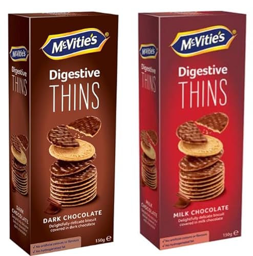 Mcvitie's Thins Dunkle und Milchschokolade Kekse 150g | Pack of 2 von Generic