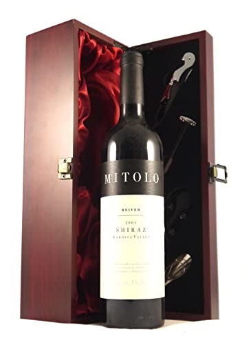 Mitolo Shiraz Reiver 2001 (Red wine) in einer mit Seide ausgestatetten Geschenkbox, da zu 4 Weinaccessoires, 1 x 750ml von Generic