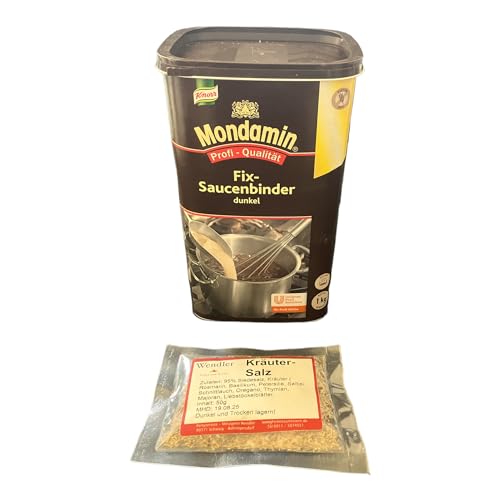 Mondamin Fix-Soßenbinder dunkel (klumpenfrei und geschmacksneutral) 1er Pack (1 x 1 kg) und 50g Wendlers Kräutersalz von Generic