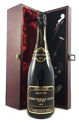 NV Champagne Ambonnay Brut Grand Cru NV Marie Noelle Ledru in einer mit Seide ausgestatetten Geschenkbox, da zu 4 Weinaccessoires, 1 x 750ml von Generic