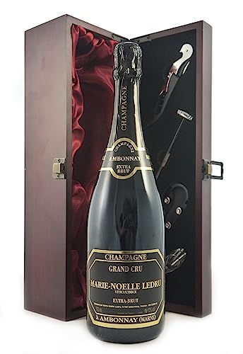 NV Champagne Ambonnay Extra Brut Grand Cru NV Marie Noelle Ledru in einer mit Seide ausgestatetten Geschenkbox, da zu 4 Weinaccessoires, 1 x 700ml von Generic