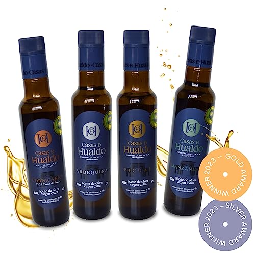 Olivenöl Geschenkbox | 4 Sorten im Set: Picual Arbequina Cornicabra Manzanilla (4 x 250ml) | Gold Award Winner 2023 | Extra Nativ | Ideal für Salate, Fleisch und Geflügel | Espana Gourmet von Generic