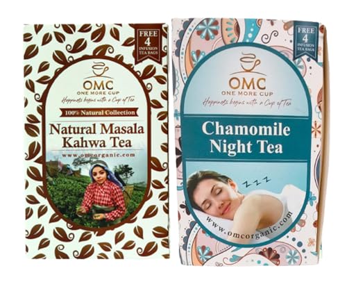 One More Cup Chamomile Night Tea & Masala Kahwa Tea Combo Pack Naturals Herbs Tea (40 Tea Bags) von Generic