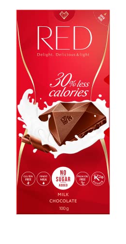 RED Milchschoklade ohne Zuckerzusatz -gesüßt mit Maltit- kalorienreduzierte Vollmilchschokolade (12 x 100g) von Red delight