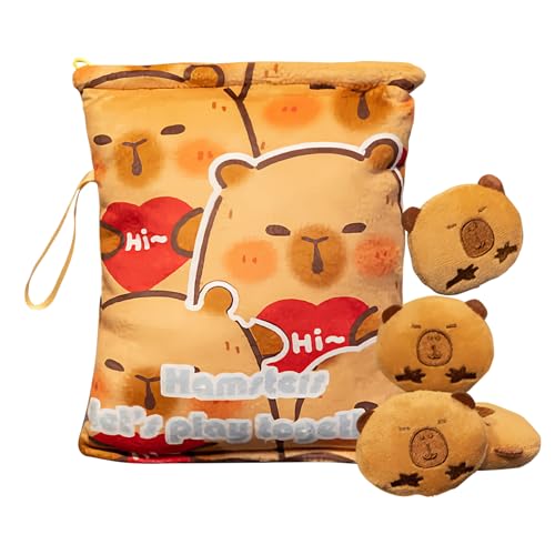 Snack-Taschen für Kinder – Niedliche Capybara-Plüsch-Snacktasche mit Reißverschluss und 4 kleinen Puppen, ideal für Unterwegs oder Schule | Tragbare Beutel mit süßem Tierdesign als Aufbewahrung Snack-Taschen für Kinder – Niedliche Capybara-Plüsch-Snacktasche mit Reißverschluss und 4 kleinen Puppen, ideal für Unterwegs oder Schule | Tragbare Beutel mit süßem Tierdesign als Aufbewahrung von Generic
