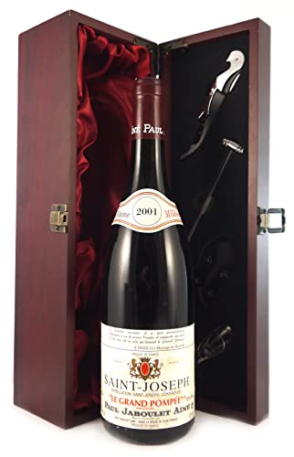 St Joseph 'Le Grand Pompee' 2001 Paul Jaboulet Aine (Red wine) in einer mit Seide ausgestatetten Geschenkbox, da zu 4 Weinaccessoires, 1 x 750ml von Generic
