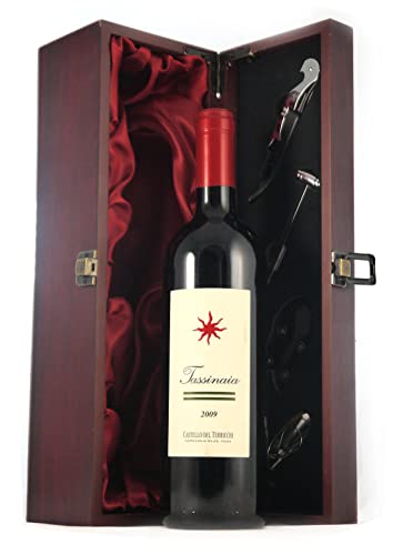 Tassinaia 2009 Castello del Terriccio (Red wine) in einer mit Seide ausgestatetten Geschenkbox, da zu 4 Weinaccessoires, 1 x 750ml von Generic