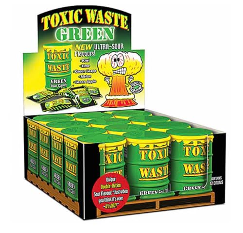 Toxic Waste Candy Green Drums 12er Pack 42g pro Dose - Kiwi, Lime, Green Grape, Melon, Green Apple Original aus USA von Generic