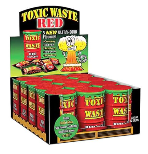 Toxic Waste Candy Red Drums 12er Pack 42g pro Dose - Cranberry, Red Pear, Raspberry, Grape, Strawberry Original aus USA von Generic