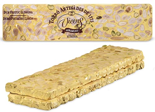 Vicens Agramunt's Torrons - Artisanal Nougat Collection - Almonds, pistachios lemon hard nougat/Mandeln, Pistazien, hartes Zitronennougat - 300gr (1 stück) von Generic