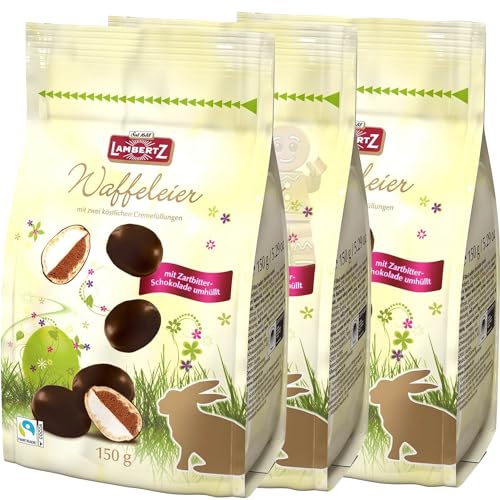 Waffeleier 3x 150g doppelt gefüllt mit feinster Kakao- und Vanillecreme und mit Schokolade umhüllt | Lambertz 450g von Generic