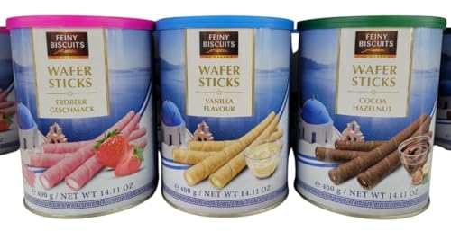 Waffelröllchen-Set, 1x Vanille, 1x Erdbeere, 1x Haselnuss Waffelröllchen-Set, 1x Vanille, 1x Erdbeere, 1x Haselnuss von Generic