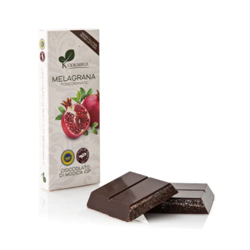 Ciokarrua | Modica Schokoladen-Granatapfel ggA | Modica rohe verarbeitete Schokolade | Laktosefreier Schokoriegel | Schokolade 1 Tablette - 100 Gramm von Generico