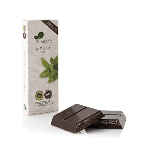 Ciokarrua | Modica Schokolade mit Minze | Modica rohe verarbeitete Schokolade | Laktosefreier IGP-Schokoriegel | Schokolade 1 Tablette - 100 Gramm von Generico