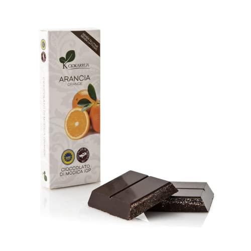 Ciokarrua | Modica Schokolade Orange g.g.A. | Modica rohe verarbeitete Schokolade | Laktosefreier Schokoriegel | Schokolade 1 Tablette - 100 Gramm von Generico