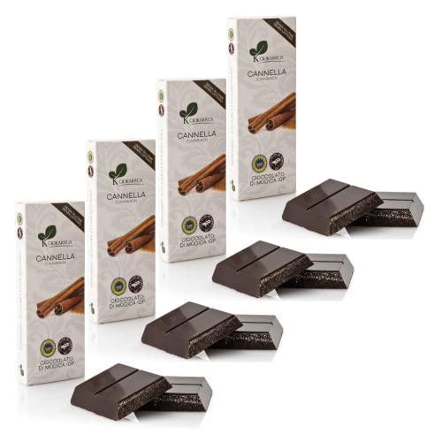 Ciokarrua | Modica Zimt Schokolade | Modica rohe verarbeitete Schokolade | Laktosefreier Schokoriegel | Schokolade 4 Riegel - 400 Gramm von Generico