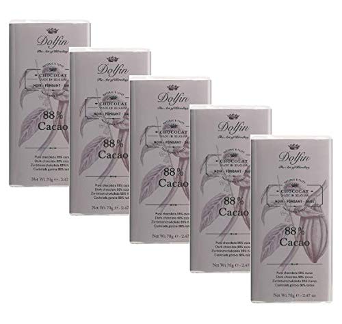 Delphin | Dunkelschwarze Tablette | Dunkler Kakao 88% | Belgische Schokoriegel 5 x 70 Gramm Delphin | Dunkelschwarze Tablette | Dunkler Kakao 88% | Belgische Schokoriegel 5 x 70 Gramm von Generico