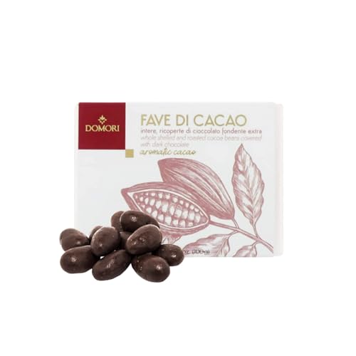 Domori | Ganze Kakaobohnen mit dunkler Schokolade überzogen | Geschenkbox Geröstete Kakaobohnen mit dunkler Schokolade überzogen - 100 Gr von Generico