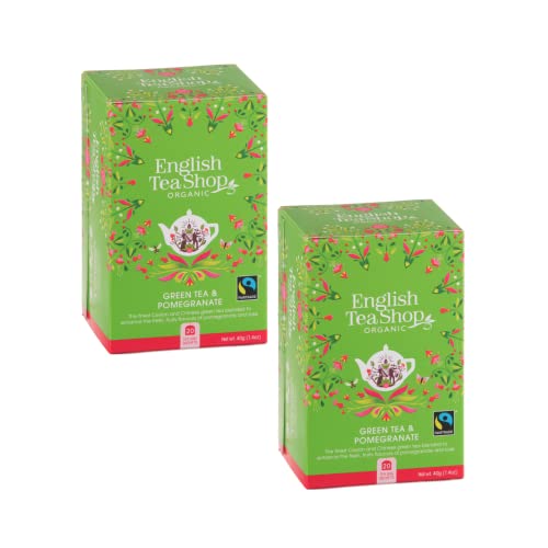 English Tea Shop® | Grüner Granatapfel-Tee aus biologischem und fairem Handel | Grünteebeutel | Grüner Tee mit Granatapfelgeschmack - 2 x 20 Teebeutel (80 Gr) von Generico