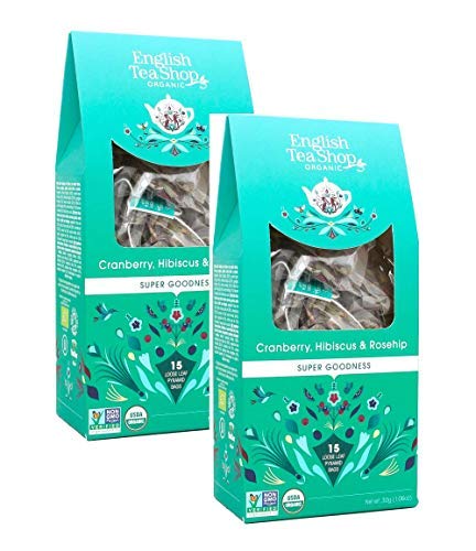 English Tea Shop Bio-Aufguss mit Blaubeeren, Hibiskus und Hagebutten Hergestellt in Sri Lanka - 2 x 15 Teepyramiden (60 Gramm) von Generico