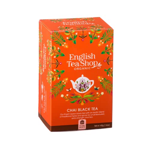 English Tea Shop® | Chai Bio-Schwarztee mit Gewürzen | Chai-Schwarztee gewürzt | Chai gewürzter schwarzer Tee - 20 Teebeutel (40 gr) | Chai Bio-Tee und indische Gewürze von Generico
