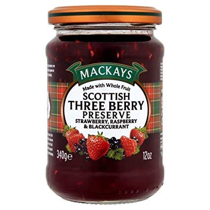 Mackays Konserven mit 3 Beeren: Erdbeere, Himbeere und schwarze Johannisbeere - 1 x 340 Gramm von Generico