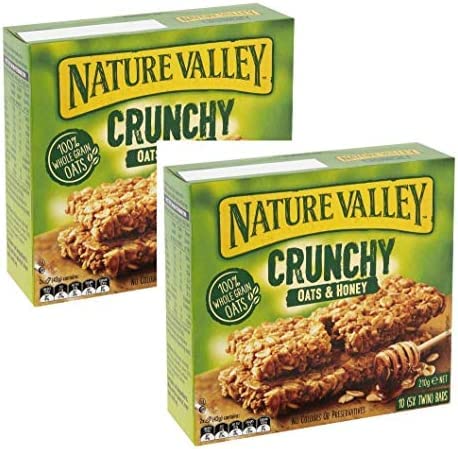 Nature Valley Crunchy Crunchy Müsliriegel 100% Flocken Hafer und Honig ohne Farb- und Konservierungsstoffe natürlich laktosefrei geeignet für Vegetarier - 2 x 210 Gramm (20 Riegel) von Nature Valley