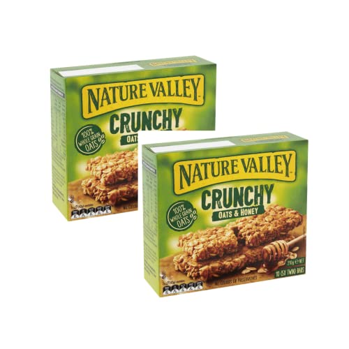 Nature Valley Crunchy Crunchy Müsliriegel 100% Flocken Hafer und Honig ohne Farb- und Konservierungsstoffe natürlich laktosefrei geeignet für Vegetarier - 2 x 210 Gramm (20 Riegel) von Nature Valley