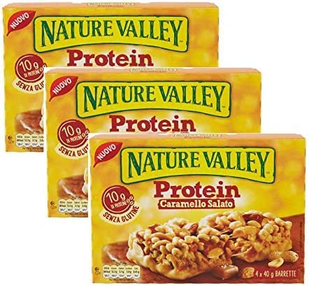 Nature Valley Soft Protein Riegel mit Erdnüssen und Mandeln, überzogen mit gesalzenem Karamell - 3 x 160 Gramm (12 Riegel) von Generico