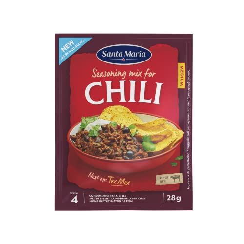 Santa Maria | 1 Beutel Gewürzmischung Gewürz für Chili (1 Beutel = 4 Portionen) - 28 Gr von Generico