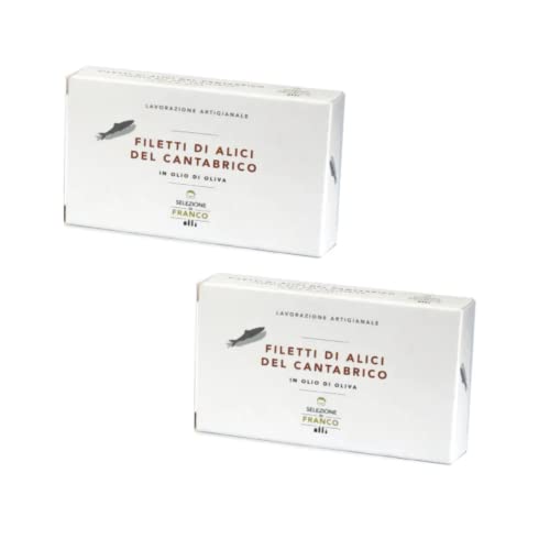 Selezione di Franco® | Filetti di Alici del Mar Cantabrico in Olio di Oliva | Acciughe del Mar Cantabrico Lavorate a Mano | Cuzziol® Acciughe Cantabrico - 2 Lattine (Netto 2 x 70 Gr) von Generico