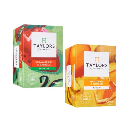 Taylors of Harrogate: 1 x Tè Verde alla Fragola & Vaniglia + 1 x Infuso al Mandarino & Zenzero Senza Caffeina - 2 x 20 Bustine di Tè (80 Grammi) von Generico