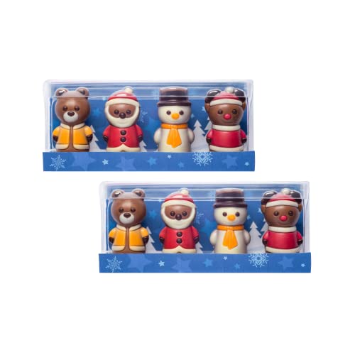 Weibler® | Figuren Weihnachten 4 Hohlfächer | Milchschokolade - 2 x 40 Gr | Schokoladen-Geschenkbox | Themen weihnachtlich dekoriert von Generico