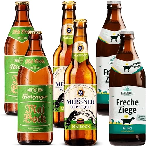 (Bierpaket 3 verschiedene Maiböcke aus Deutschland) 2 Flötzinger Maibock / 2 Meissner Maibock / 2 Landsberger Maibock inkl. Mehrwegpfand von Generisch