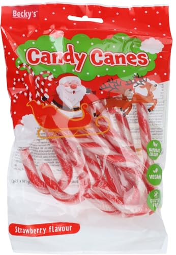 10 er Tüte Zuckerstangen Candy Canes Erdbeergescmack, a 12 cm von Generisch