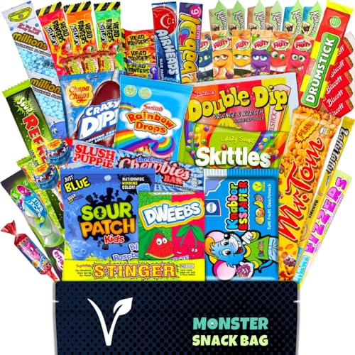 XXL-Mix mit 50 Veganen Süßigkeiten aus aller Welt auch als Geschenkidee z.B. zum Geburtstag - Mischung mit Candy, Sweets und Snacks als vegane Box von Generisch