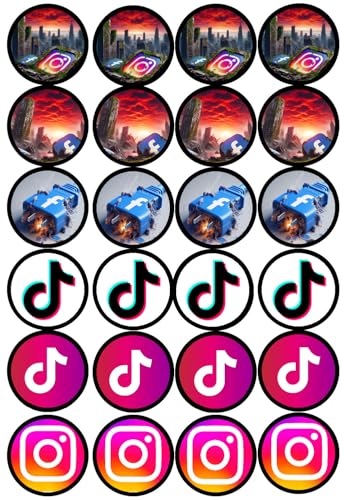 24 Muffinaufleger ca. 4,5 cm zum selbst ausscheiden, Cupcakes Muffinsbild Geburtstag Fondant Motiv: Social Media Nr. 9 24 Muffinaufleger ca. 4,5 cm zum selbst ausscheiden, Cupcakes Muffinsbild Geburtstag Fondant Motiv: Social Media Nr. 9 von Generisch