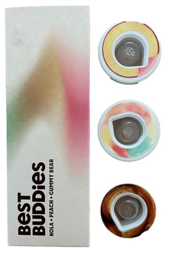3 x Air Up Pod Original Duft Pods Best Buddies Probierpaket, Zubehör für Trinkflasche, aromatisierte Pads, 0 Kalorien, kein Zucker, natürliche Aromen (Gummibärchen, Pfirsich,Kola) von Generisch