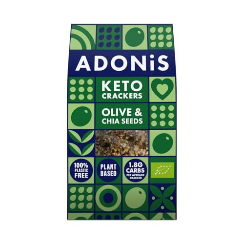 ADONIS Ökologische Keto-Cracker mit Chiasamen und Oliven 60 g. 4er-Pack von Generisch