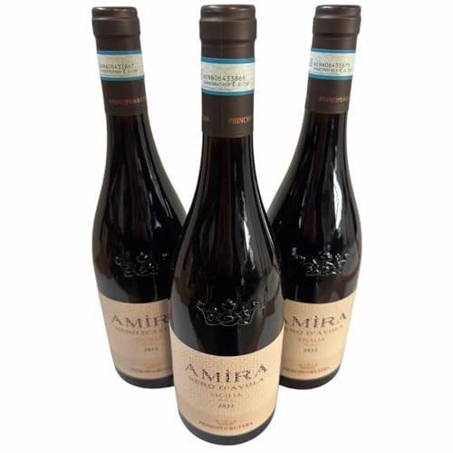 AMIRA Nero d’Avola DOC 2022, Principi di Butera, Rotwein aus Italien, 750ml, 3er-Set von Generisch