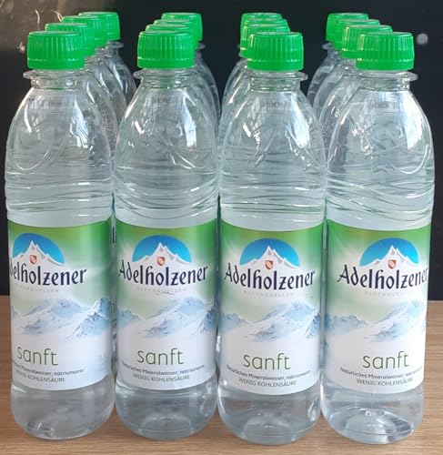 Adelholzener Sanft Mineralwasser, 16 x 0,5L Flaschen, Natürliches Mineralwasser mit wenig Kohlensäure, inkl. Mehrweg-Pfand von Generisch