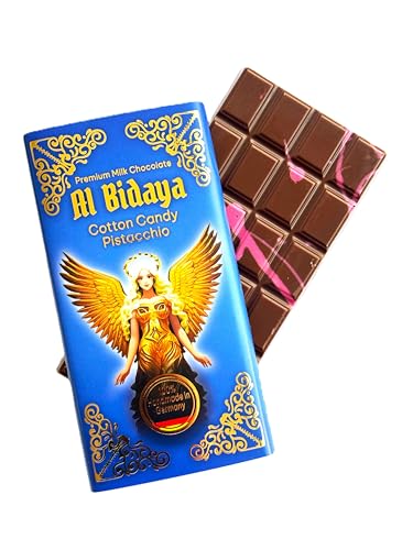 Al Bidaya Cotton Candy Pistacchio Schokolade 190 gramm/Premium hype Schokolade! / Schokolade mit Zuckerwatte und Pistaziencreme von Generisch