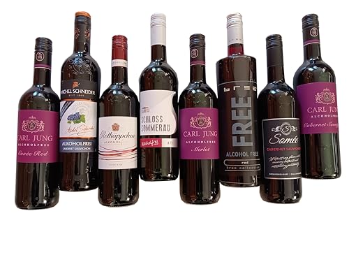 Alkoholfreies Rot Wein Mix Paket - Bree Free + C Jung + M Schneider + Rotkäppchen + Schloss Sommerau + Somee - 8er je 0,75l von Generisch