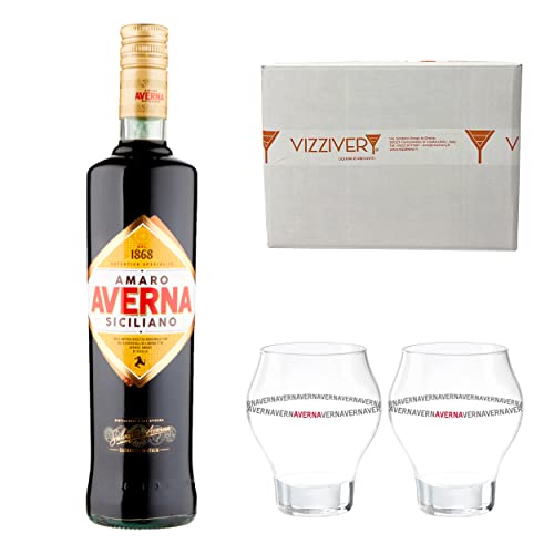 Amaro Averna Siciliano 29% Vol. 1000 ml - Mit 2 Original Averna Glasgläsern von Generisch
