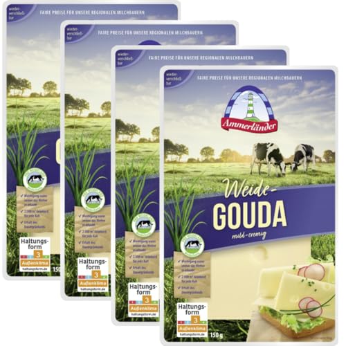 Ammmerlander Weide-Gouda mild-cremig Gouda Käse 150 gramm, 4er Ammmerlander Weide-Gouda mild-cremig Gouda Käse 150 gramm, 4er von Generisch
