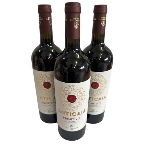 San Donaci, "Anticaia" Primitivo del Salento IGP 2023, Rotwein aus Italien, 750 ml., 3er-Set von Generisch