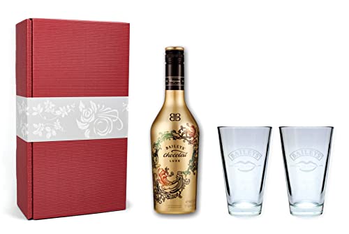 Baileys Chocolat Luxe 15,7% 0,5l mit 2 Baileys Gläsern in Geschenkkarton (Farbe: Rot) von Generisch