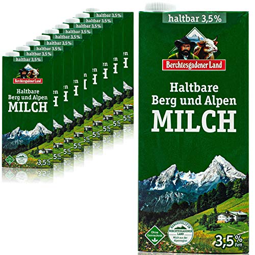 Generisch Berchtesgadener Land - 10er Pack H-Vollmilch 3,5% in 1 Liter Packung - Haltbare Milch von Höfen aus der Berg- und Alpenregion (Bergbauernmilch) von Generisch
